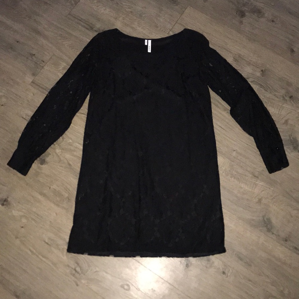 Black Lace Dressy Dress with Sheer lace sleeves